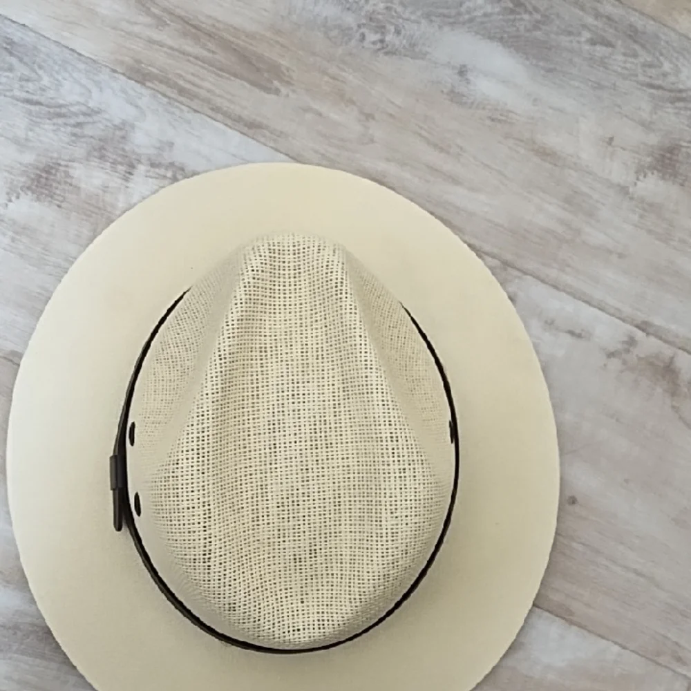 Stylish Cream Fedora Hat with Brown Band